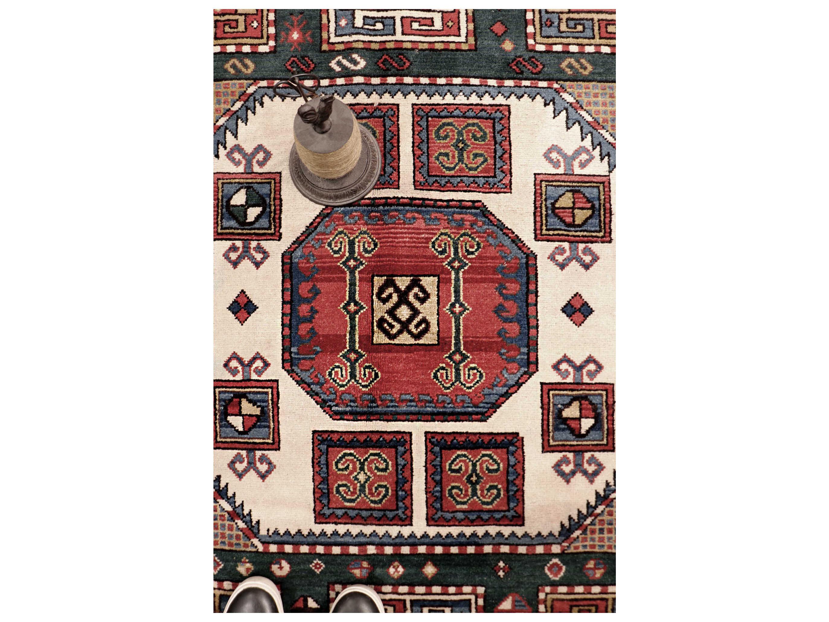 Pasargad Home Kazak Bordered Area Rug
