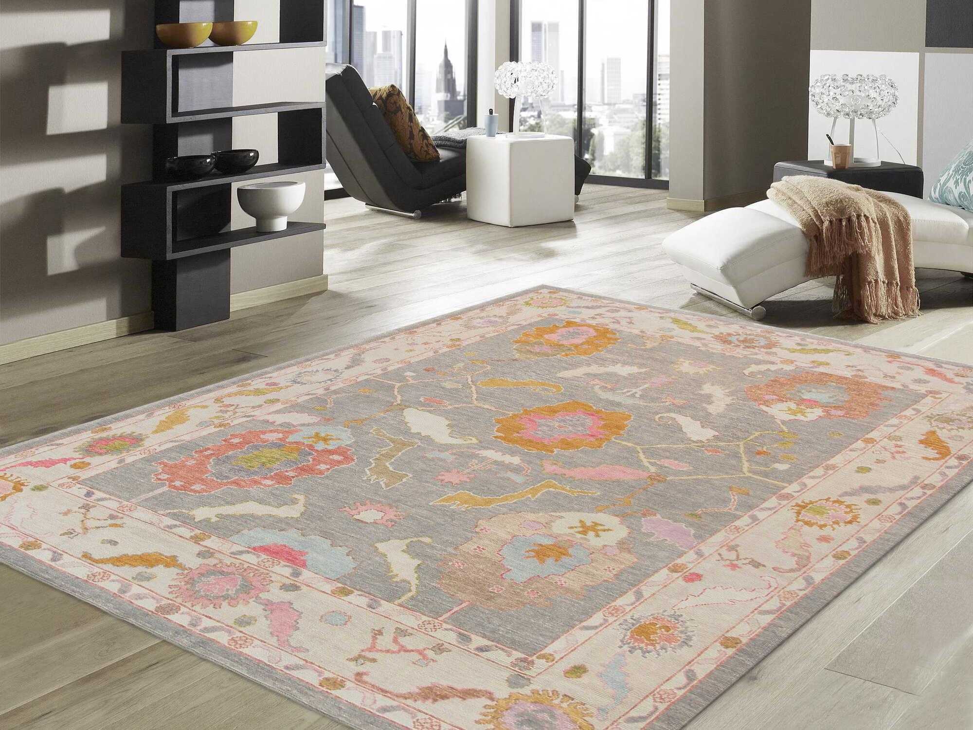 Pasargad Home Oushak Bordered Area Rug