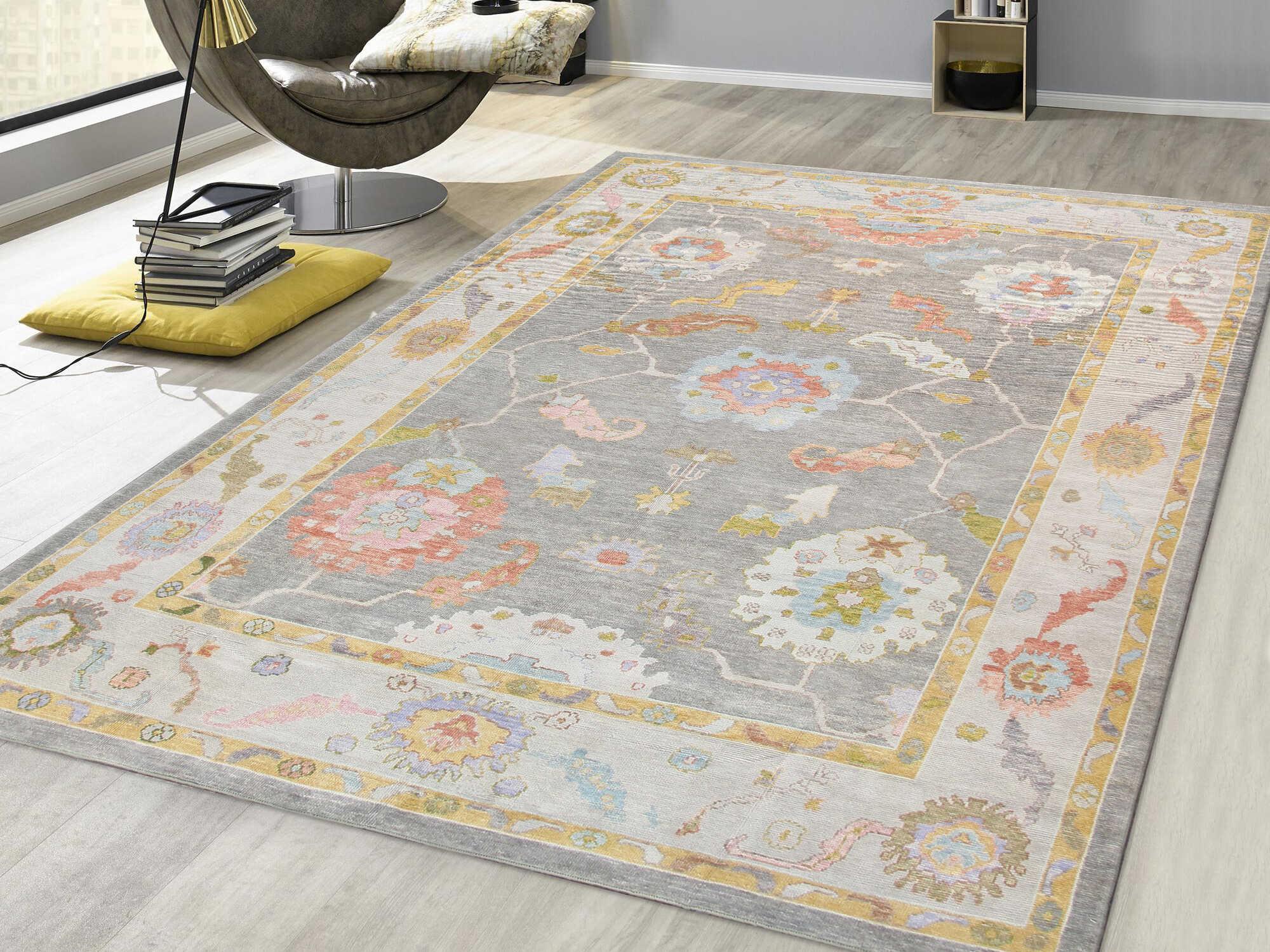 Pasargad Home Oushak Bordered Area Rug