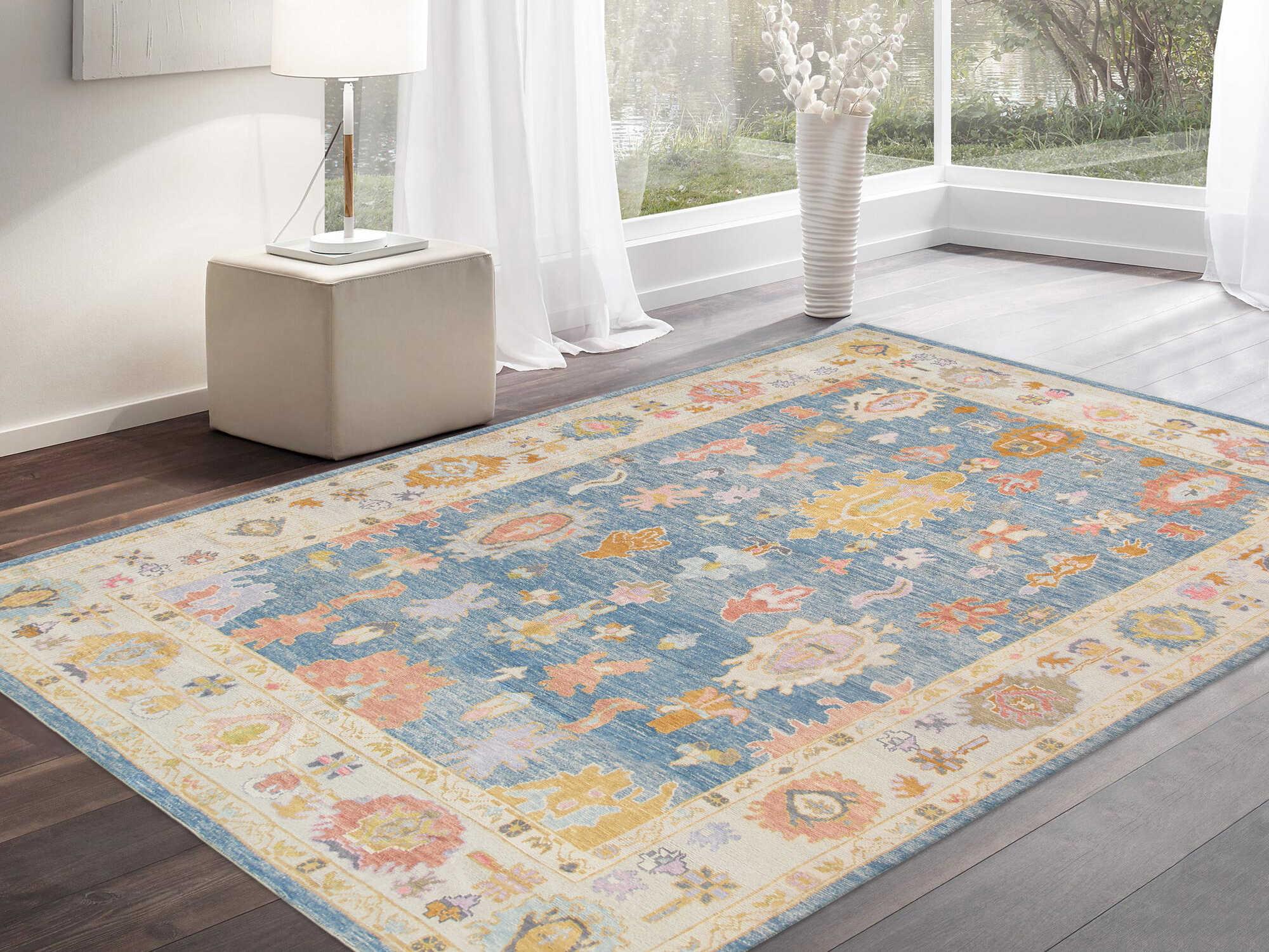 Pasargad Home Oushak Bordered Area Rug