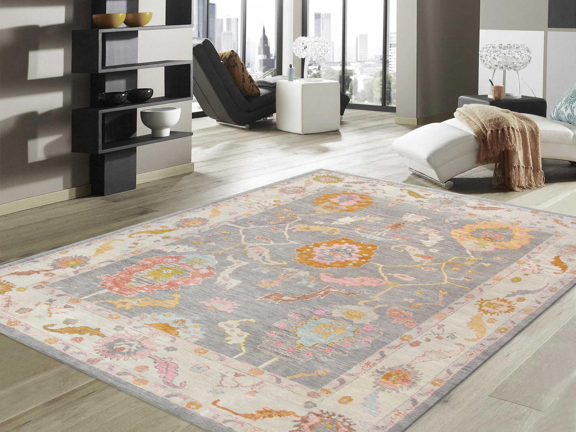 Pasargad Home Oushak Bordered Area Rug