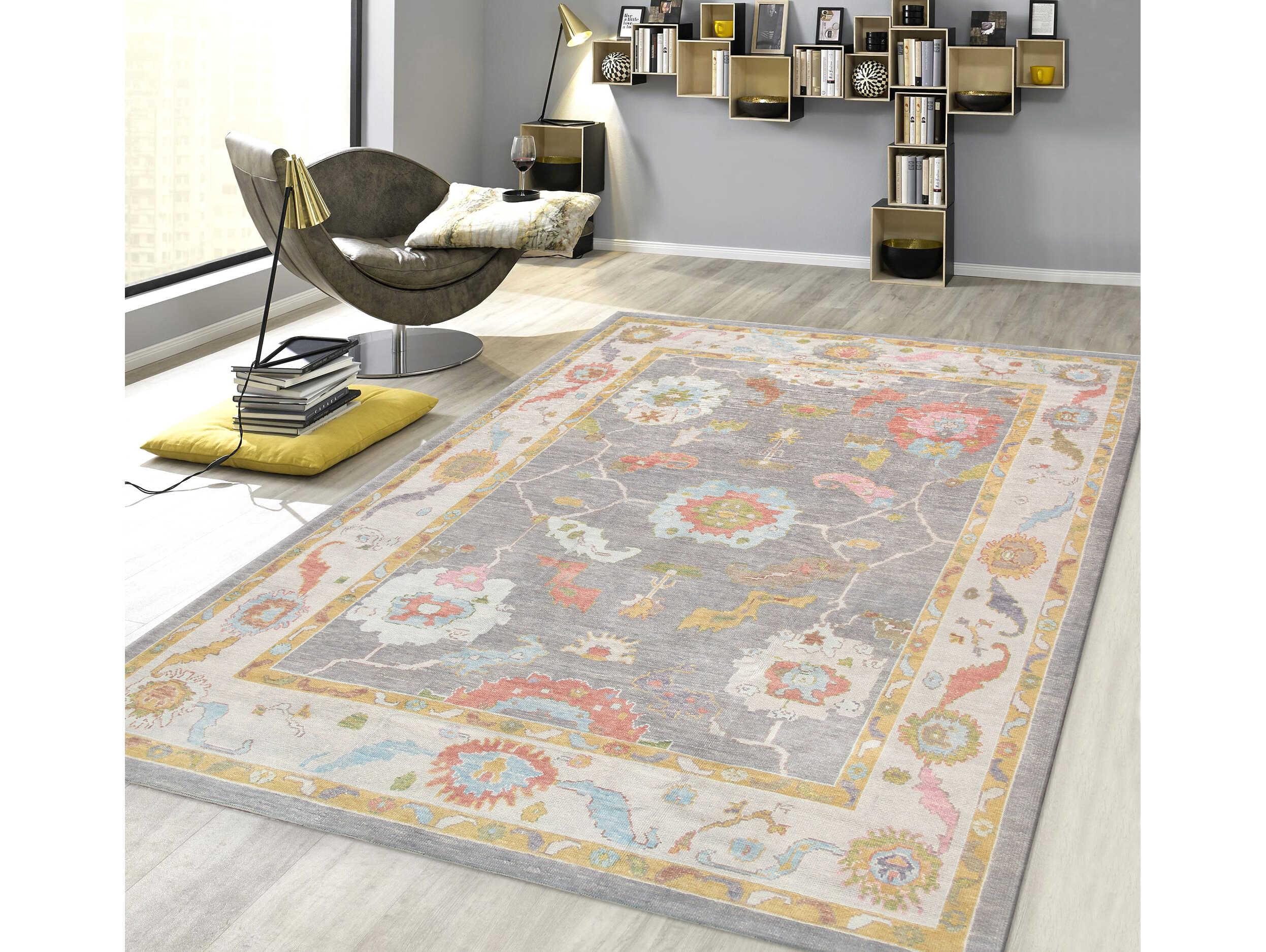 Pasargad Home Oushak Bordered Area Rug
