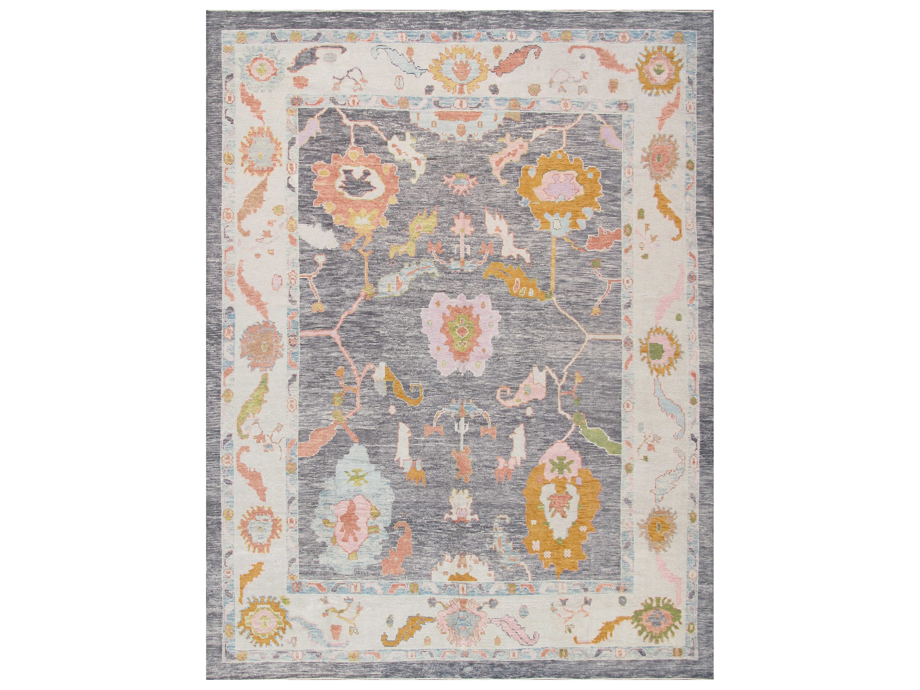 Pasargad Home Oushak Bordered Area Rug