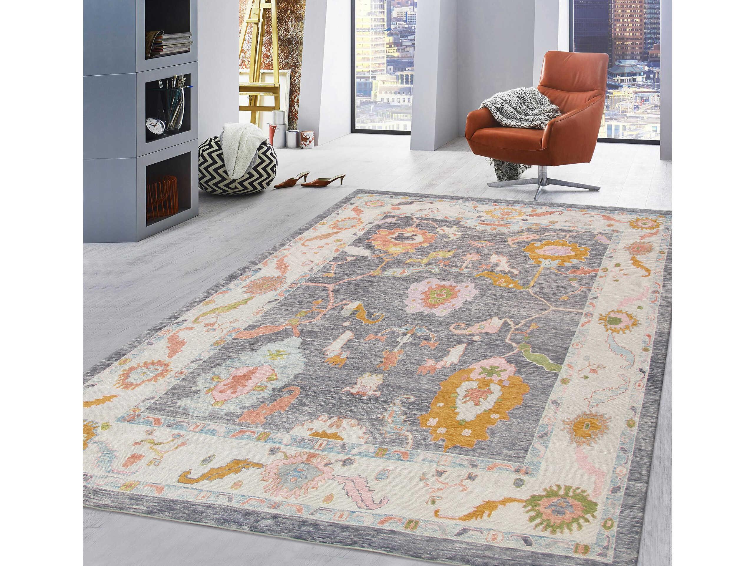 Pasargad Home Oushak Bordered Area Rug