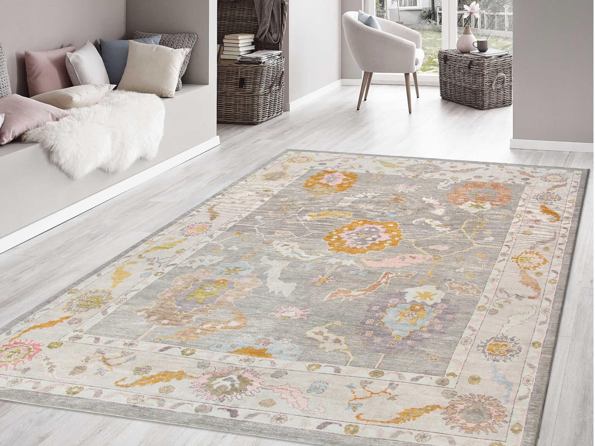 Pasargad Home Oushak Bordered Area Rug