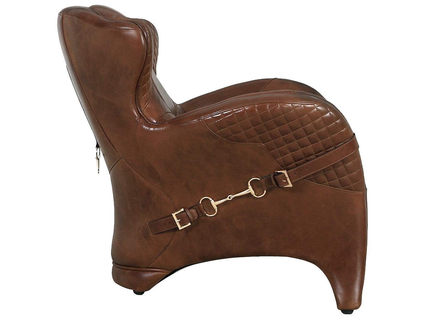 Pasargad Home Vicenza Aspen Brown Leather Accent Chair