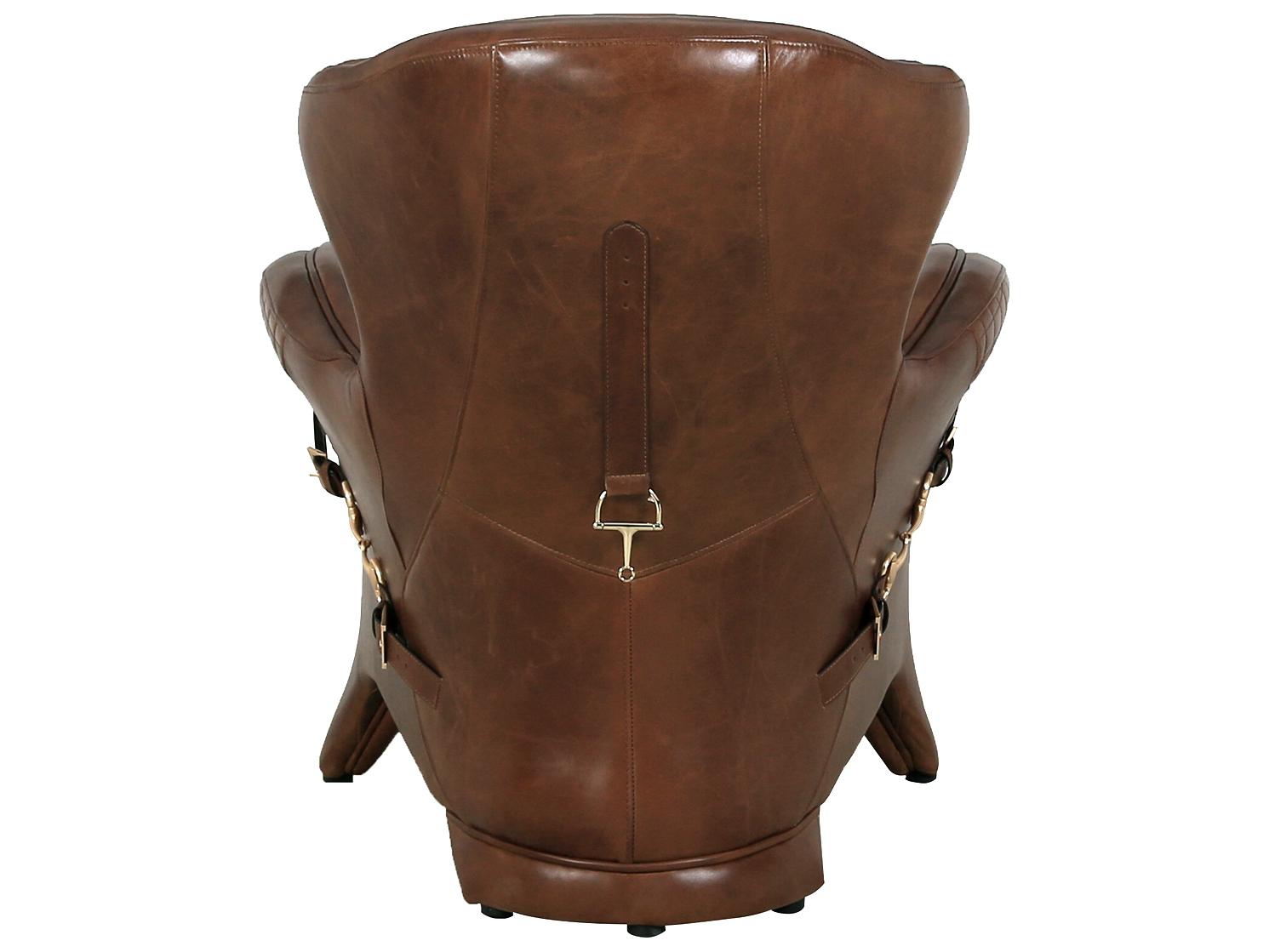 Pasargad Home Vicenza Aspen Brown Leather Accent Chair