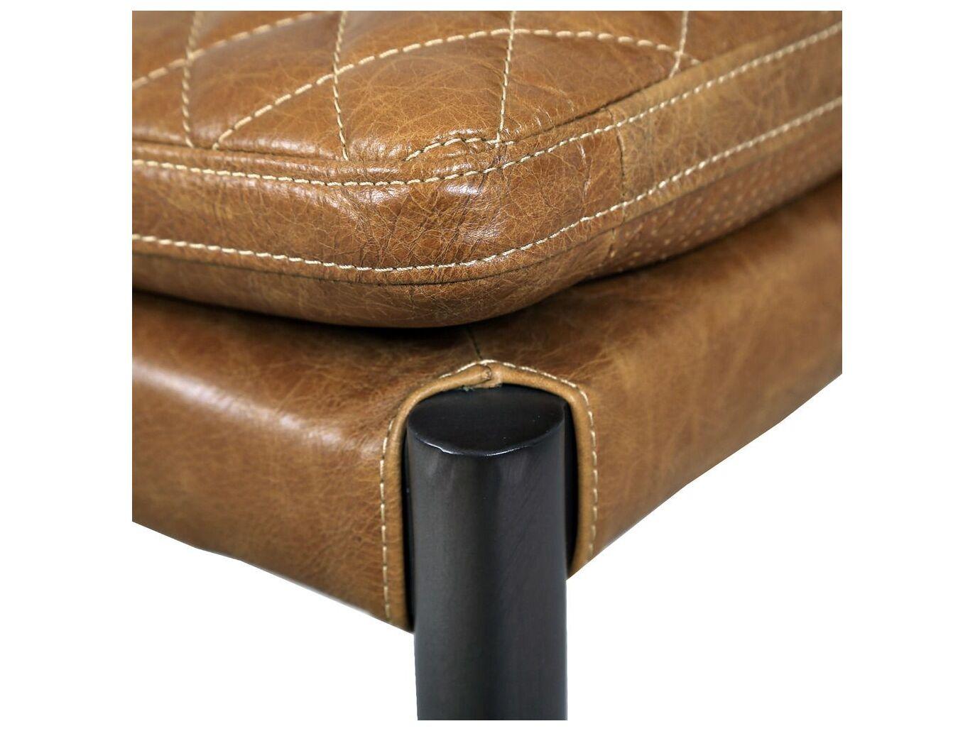 Pasargad Home Vicenza Capri Brown Leather Armless Dining Chair