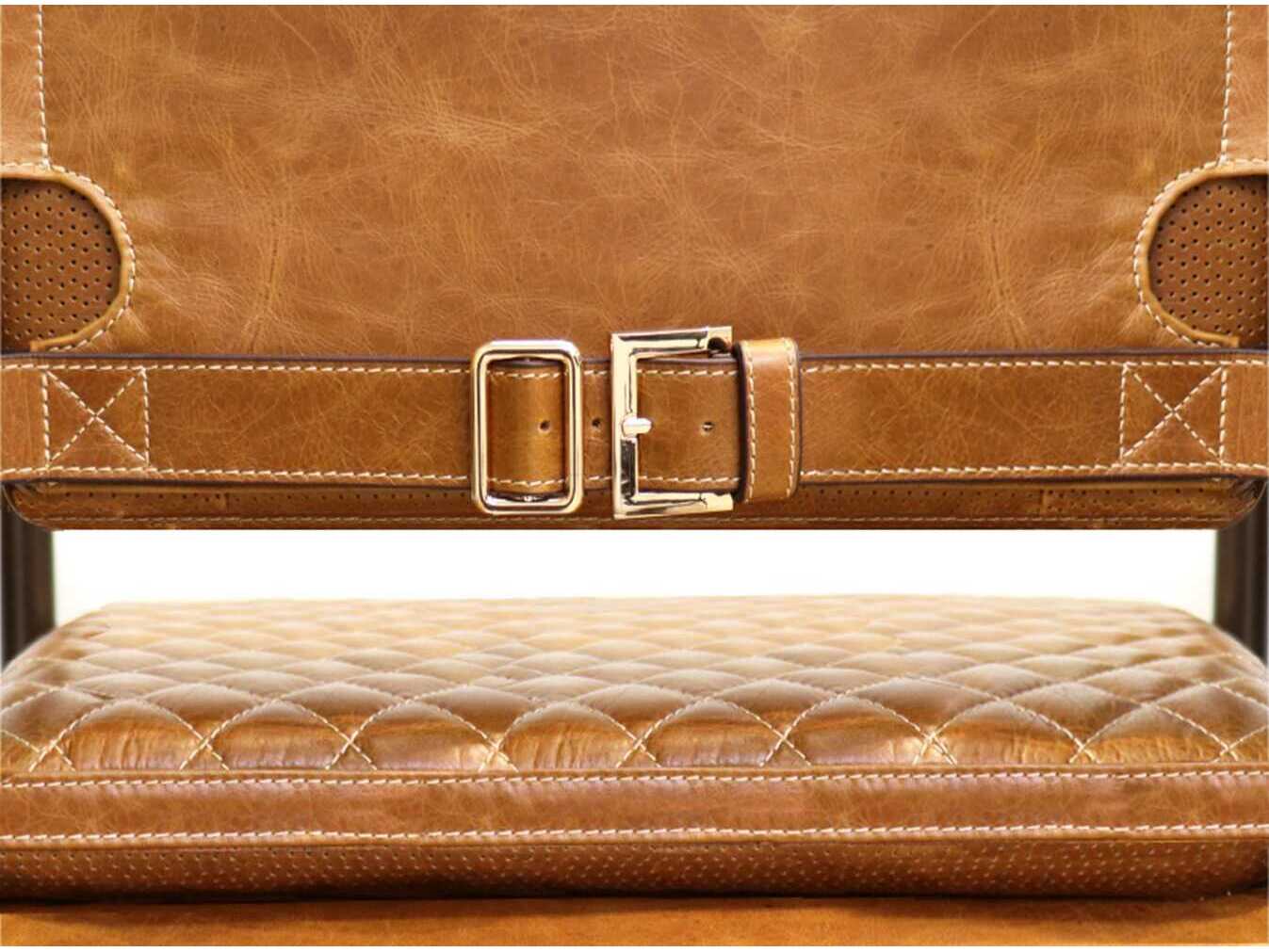 Pasargad Home Vicenza Capri Brown Leather Arm Dining Chair