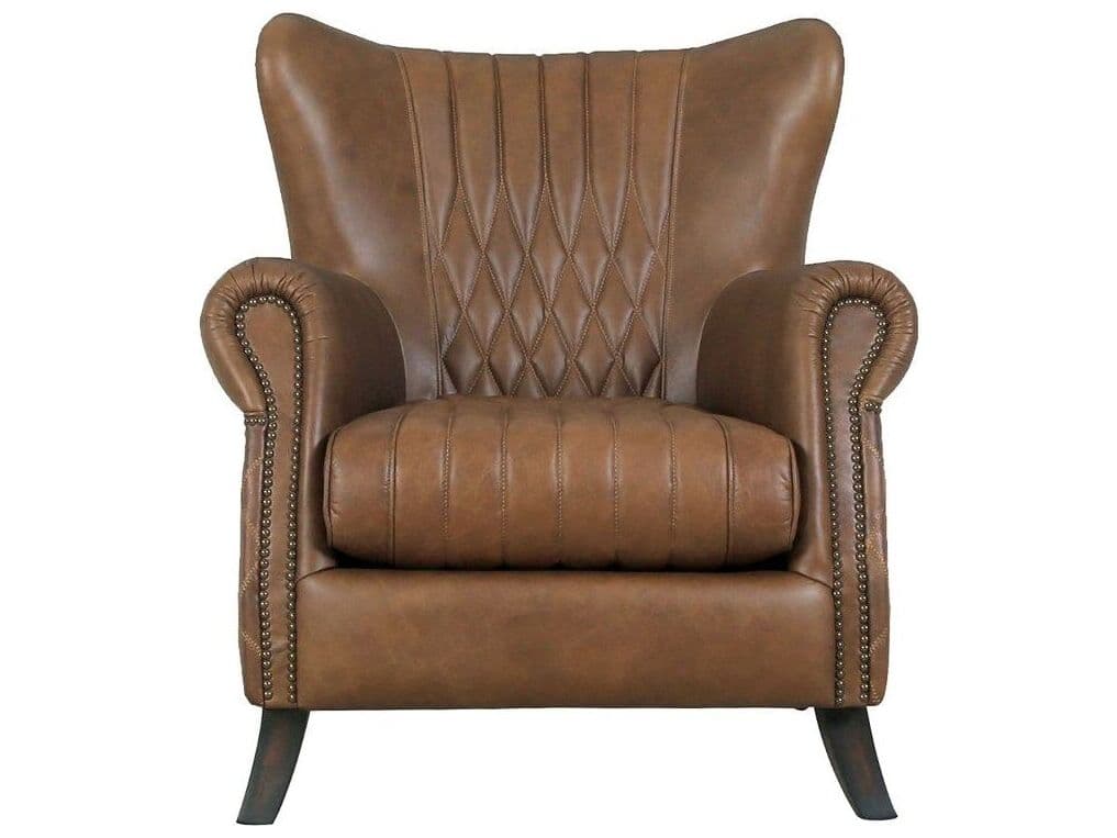 Pasargad Home Vicenza Harrison Brown Leather Accent Chair