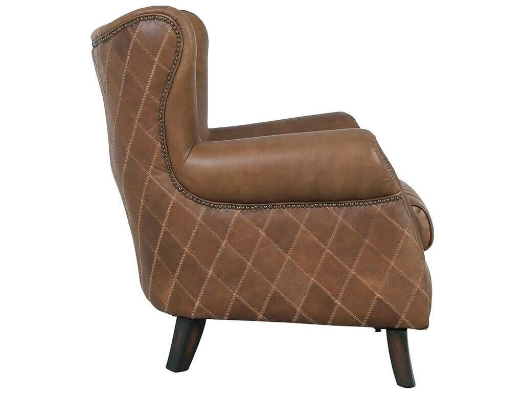 Pasargad Home Vicenza Harrison Brown Leather Accent Chair