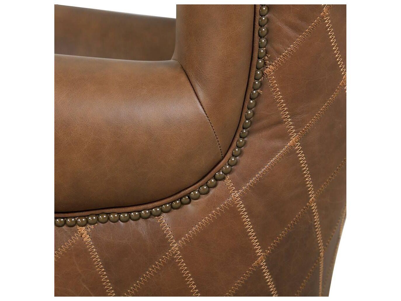 Pasargad Home Vicenza Harrison Brown Leather Accent Chair