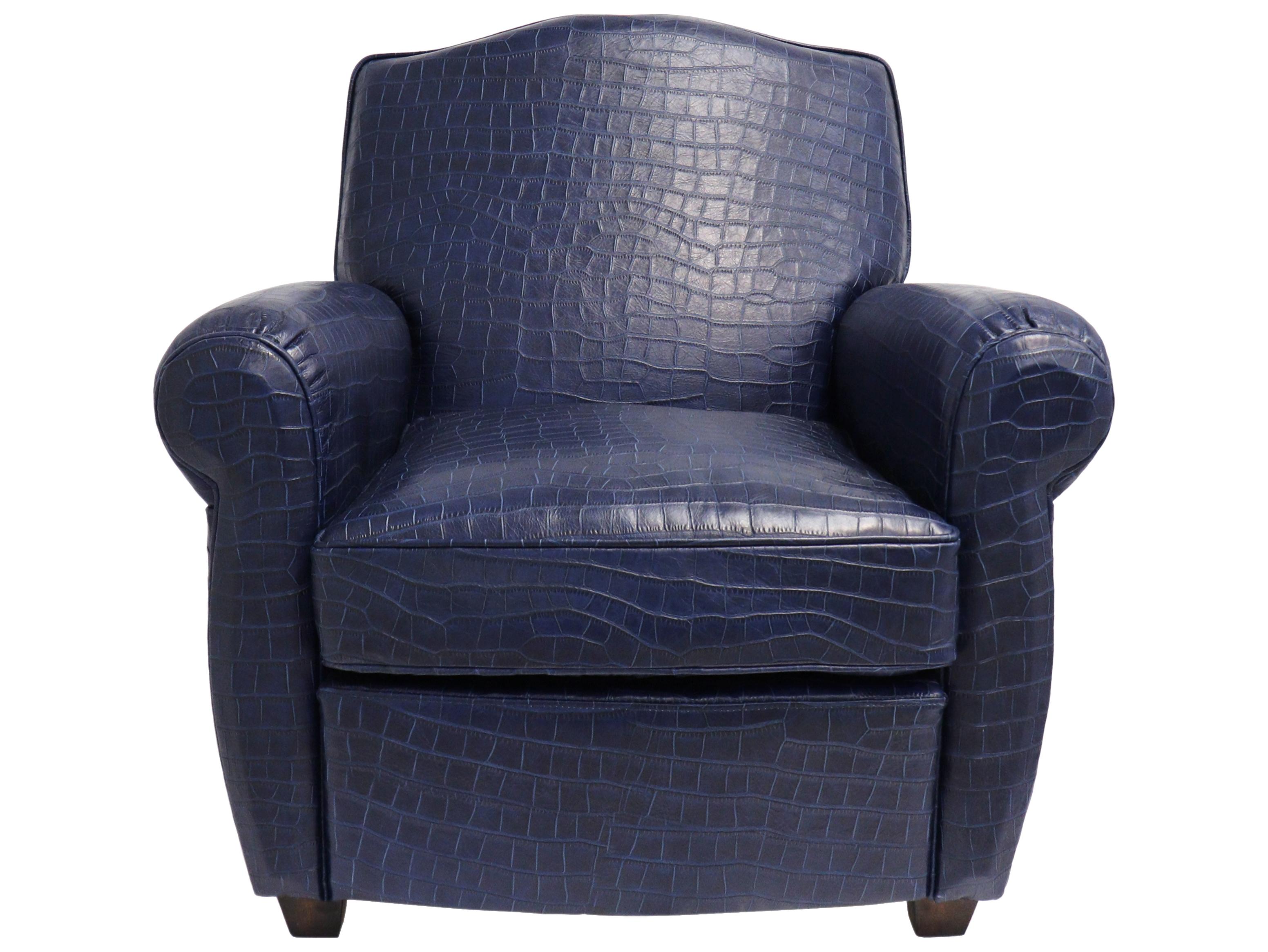 Pasargad Home Vicenza Palermo Blue Leather Accent Chair