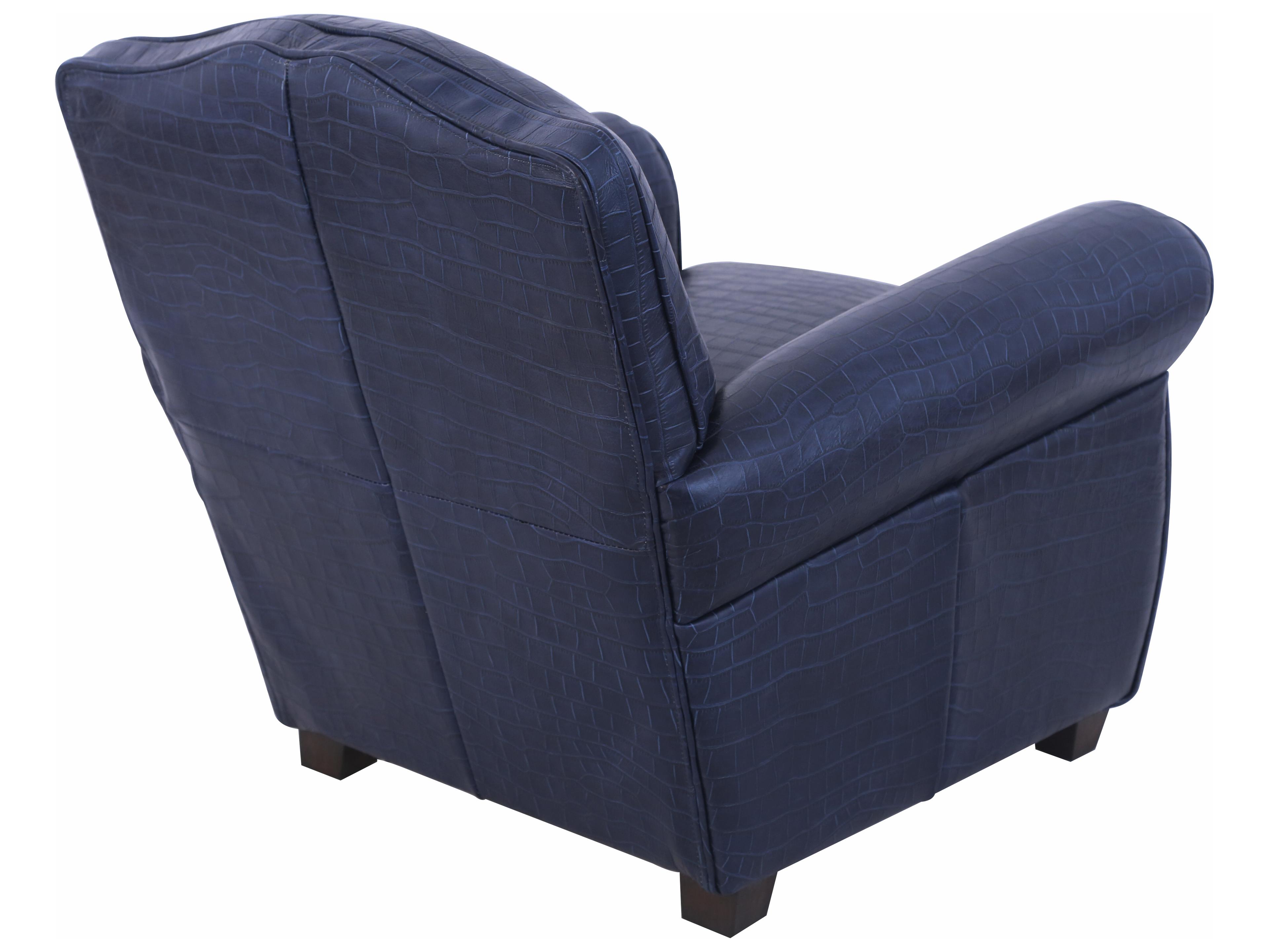 Pasargad Home Vicenza Palermo Blue Leather Accent Chair