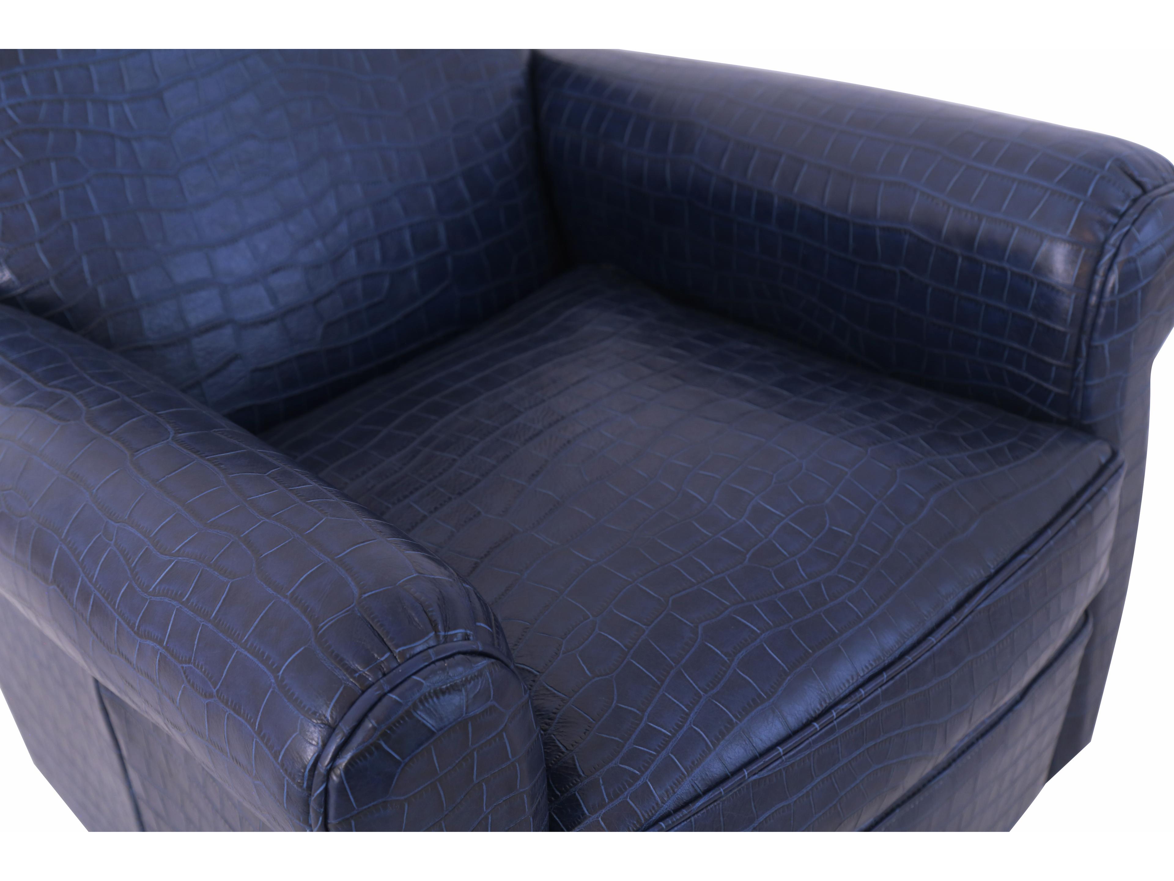 Pasargad Home Vicenza Palermo Blue Leather Accent Chair