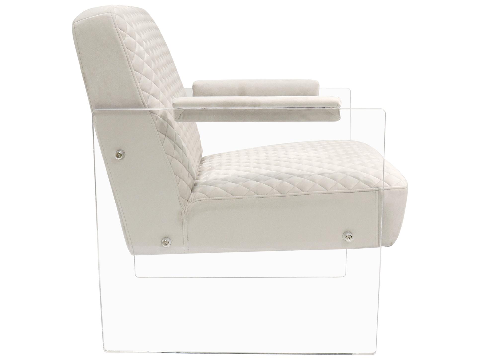 Pasargad Home Tribecca White Velvet Accent Chair