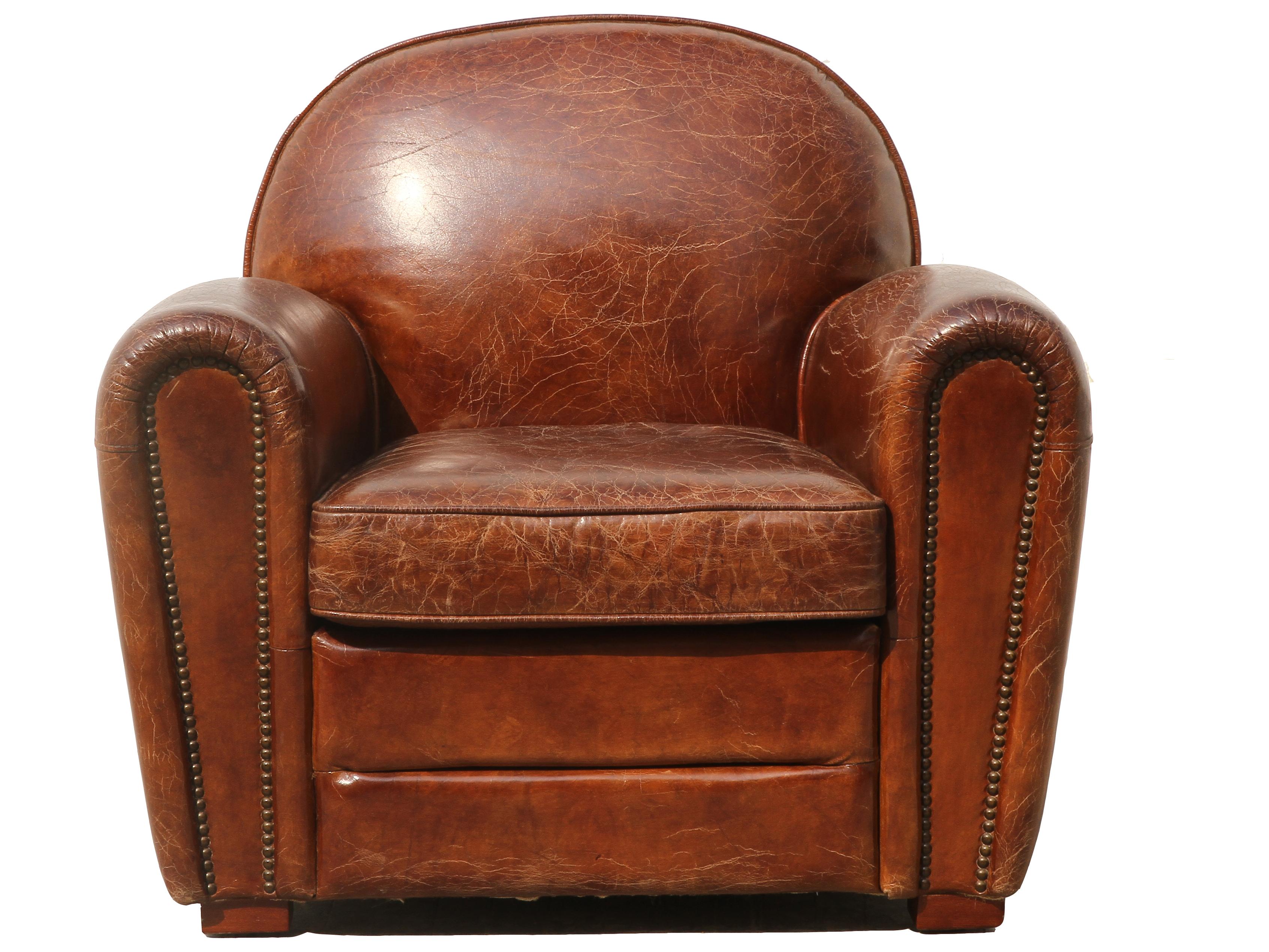 Pasargad Home Paris Club Brown Leather Chair