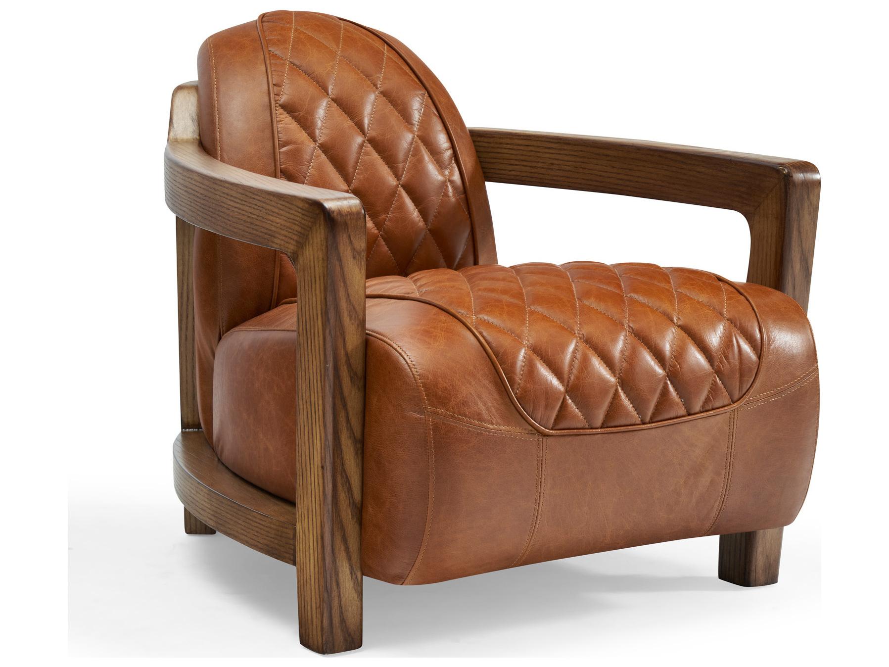 Pasargad Home Vicenza Ethan Brown Leather Accent Chair