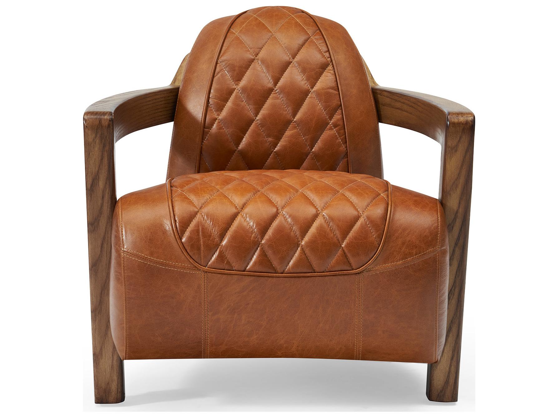Pasargad Home Vicenza Ethan Brown Leather Accent Chair