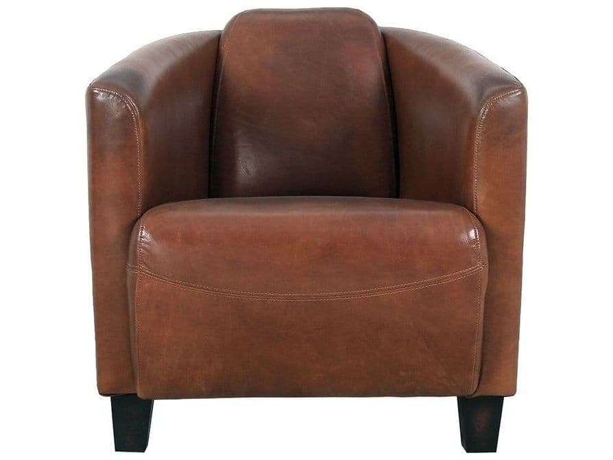 Pasargad Home Vicenza Madison Brown Leather Accent Chair