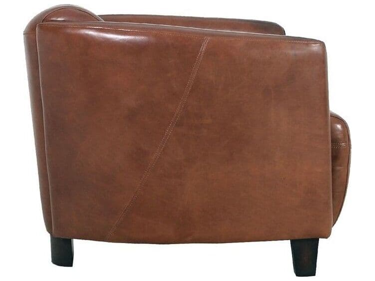 Pasargad Home Vicenza Madison Brown Leather Accent Chair