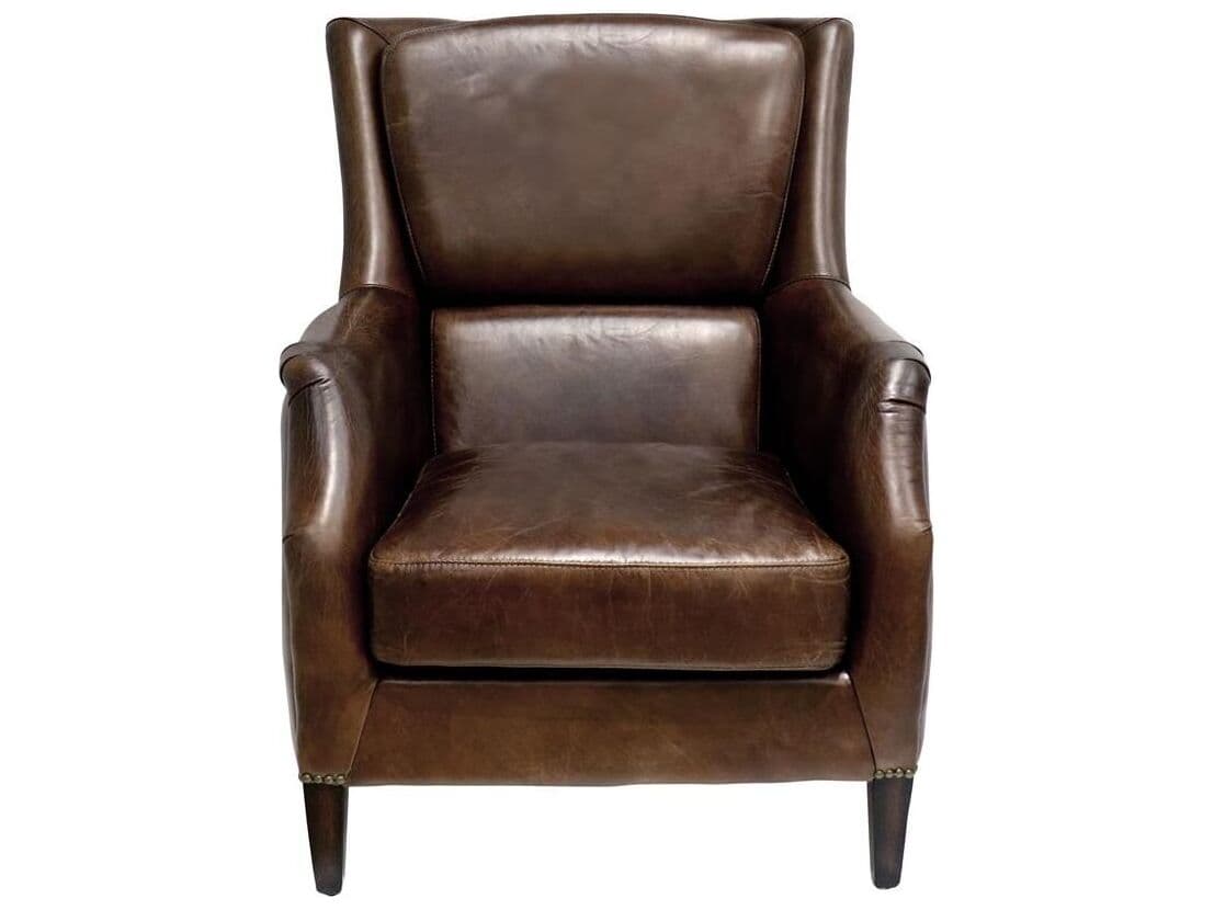 Pasargad Home Vicenza Baker Brown Leather Accent Chair