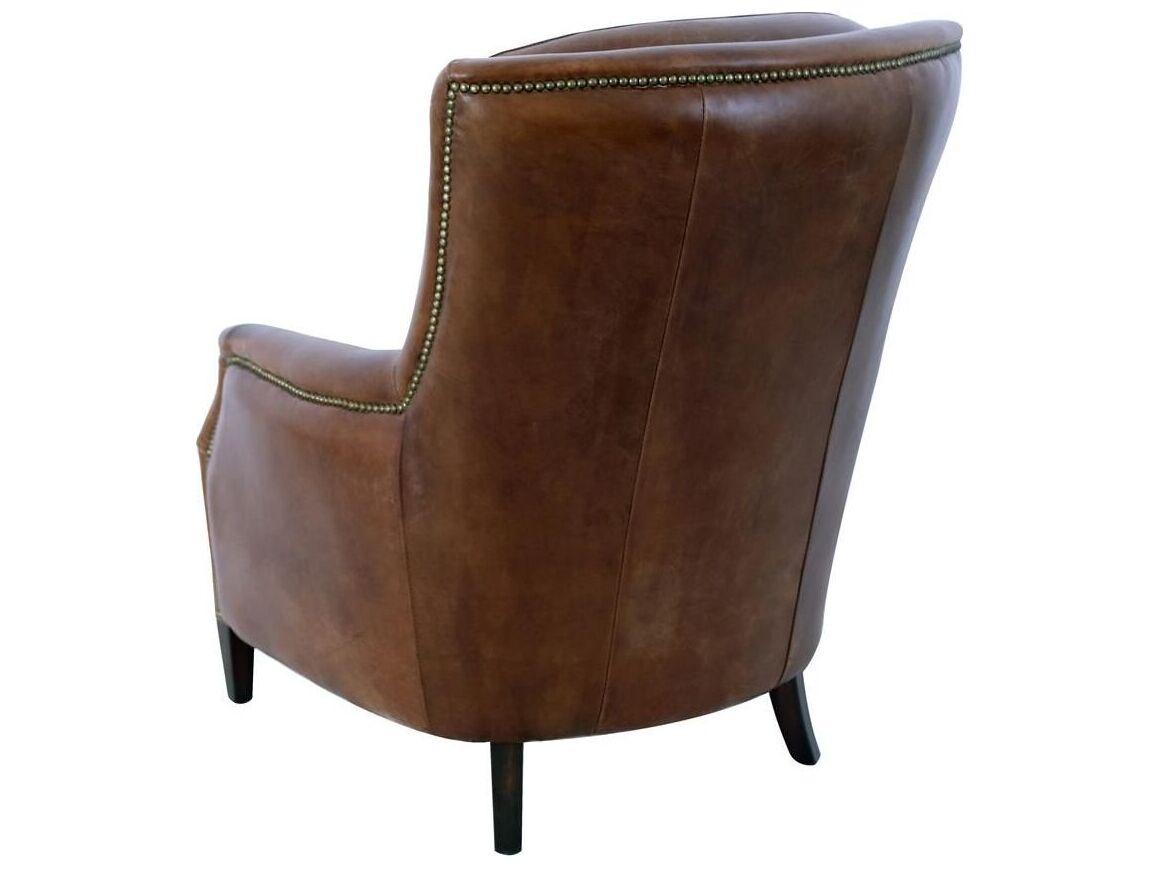 Pasargad Home Vicenza Baker Brown Leather Accent Chair
