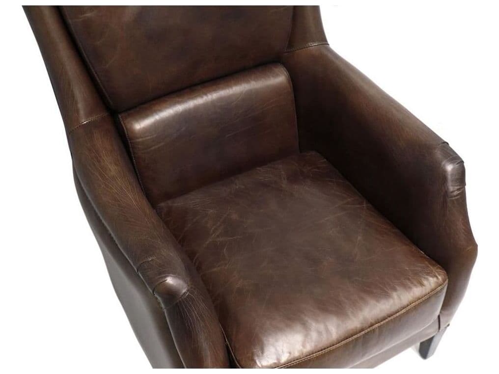 Pasargad Home Vicenza Baker Brown Leather Accent Chair