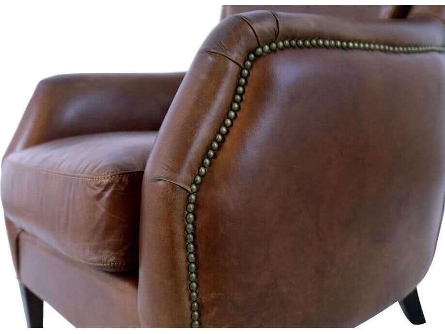 Pasargad Home Vicenza Baker Brown Leather Accent Chair