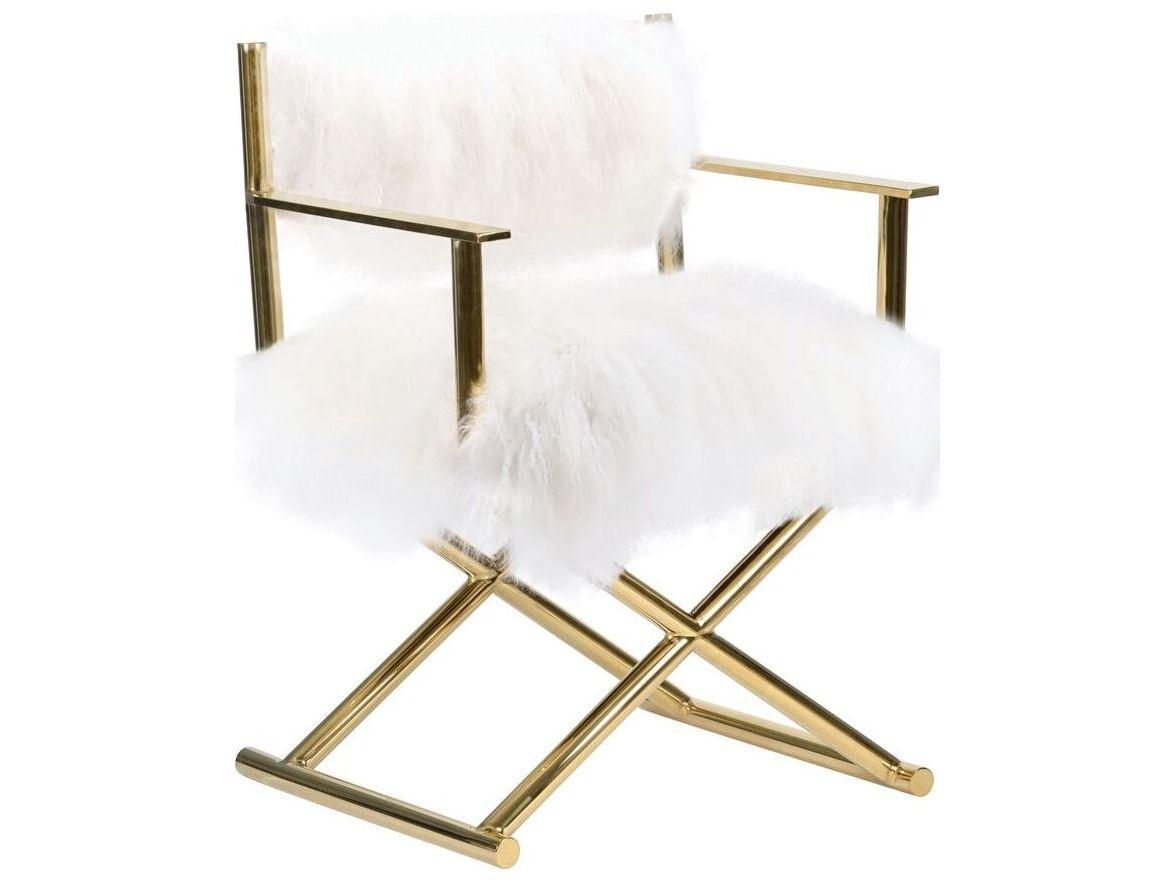 Pasargad Home Paris Love White Fur Accent Chair