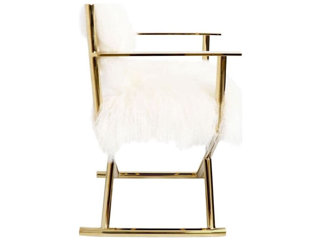 Pasargad Home Paris Love White Fur Accent Chair