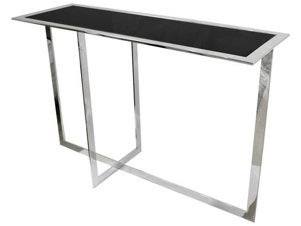 Pasargad Home Luxe Rectangular Glass Black Chrome Console Table