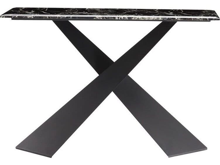 Pasargad Home Luxe Rectangular Marble Black Console Table
