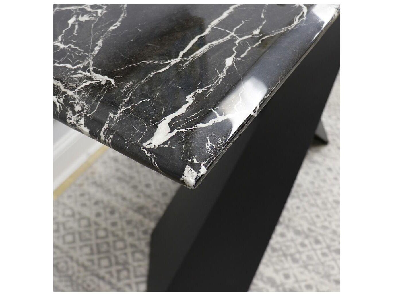 Pasargad Home Luxe Rectangular Marble Black Console Table