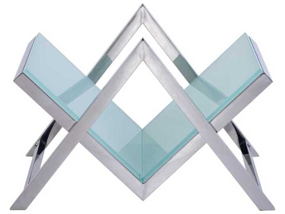 Pasargad Home Luxe White Chrome Magazine Rack