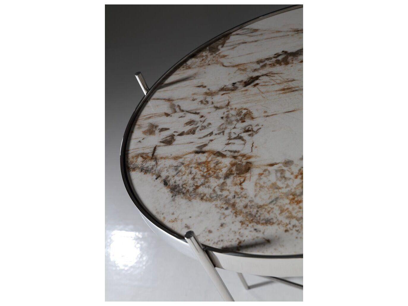 Pasargad Home Luxe Round Glass Multi Chrome End Table