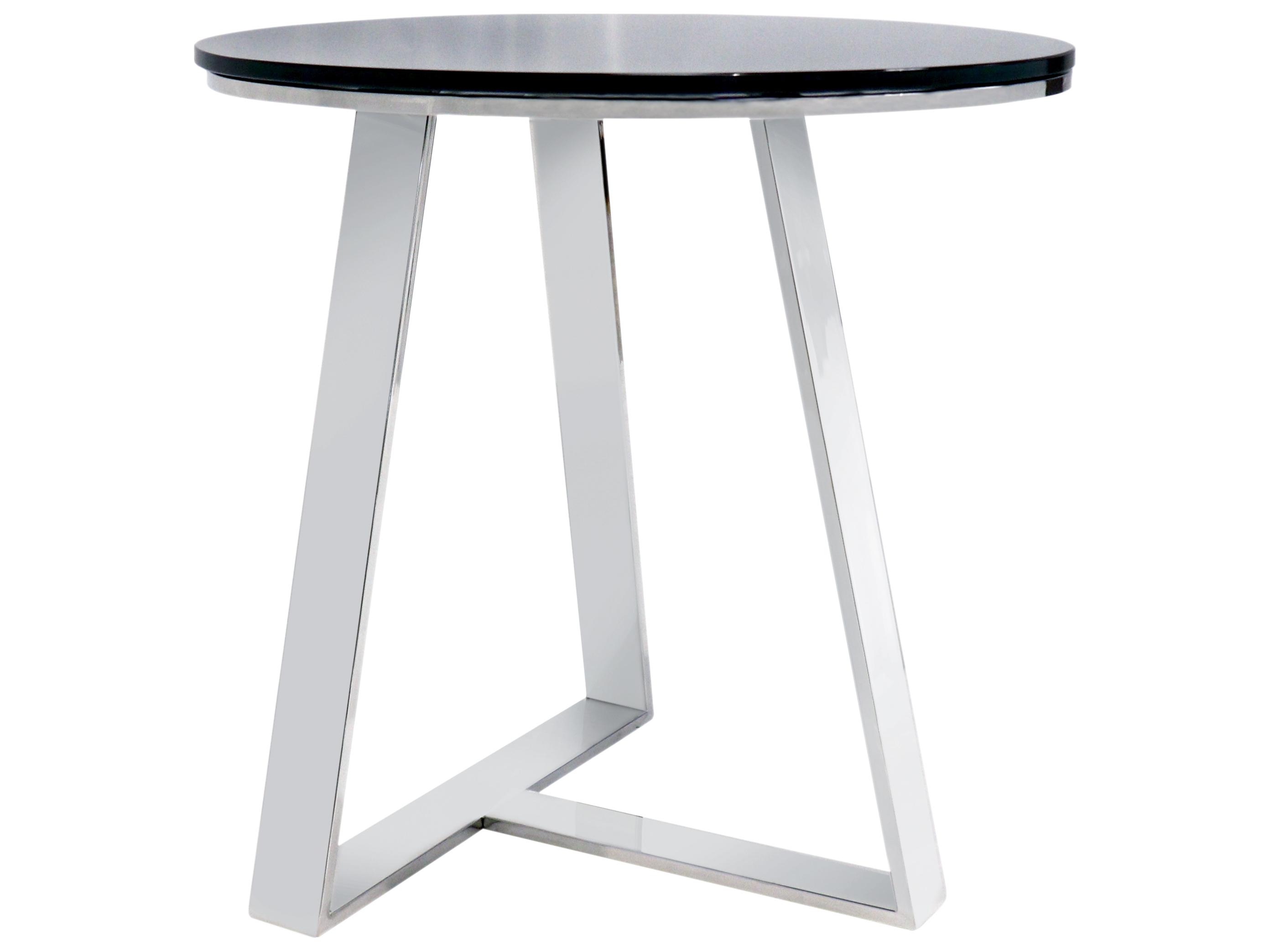 Pasargad Home Luxe Round Glass Black Chrome End Table