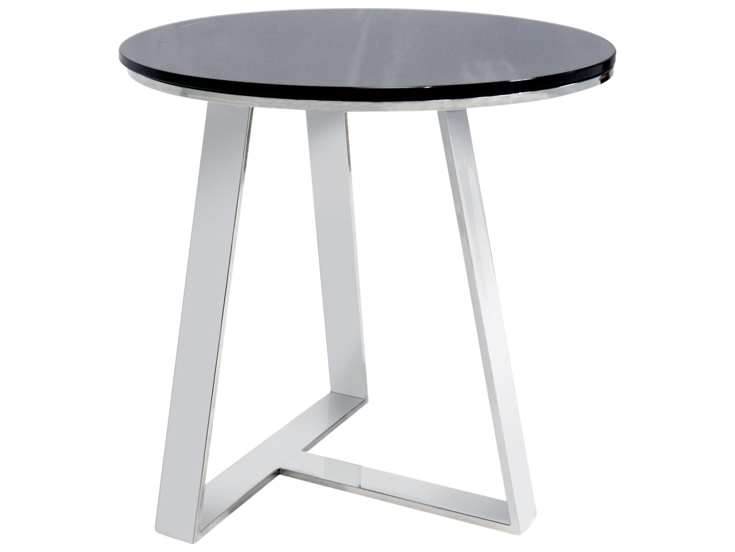 Pasargad Home Luxe Round Glass Black Chrome End Table