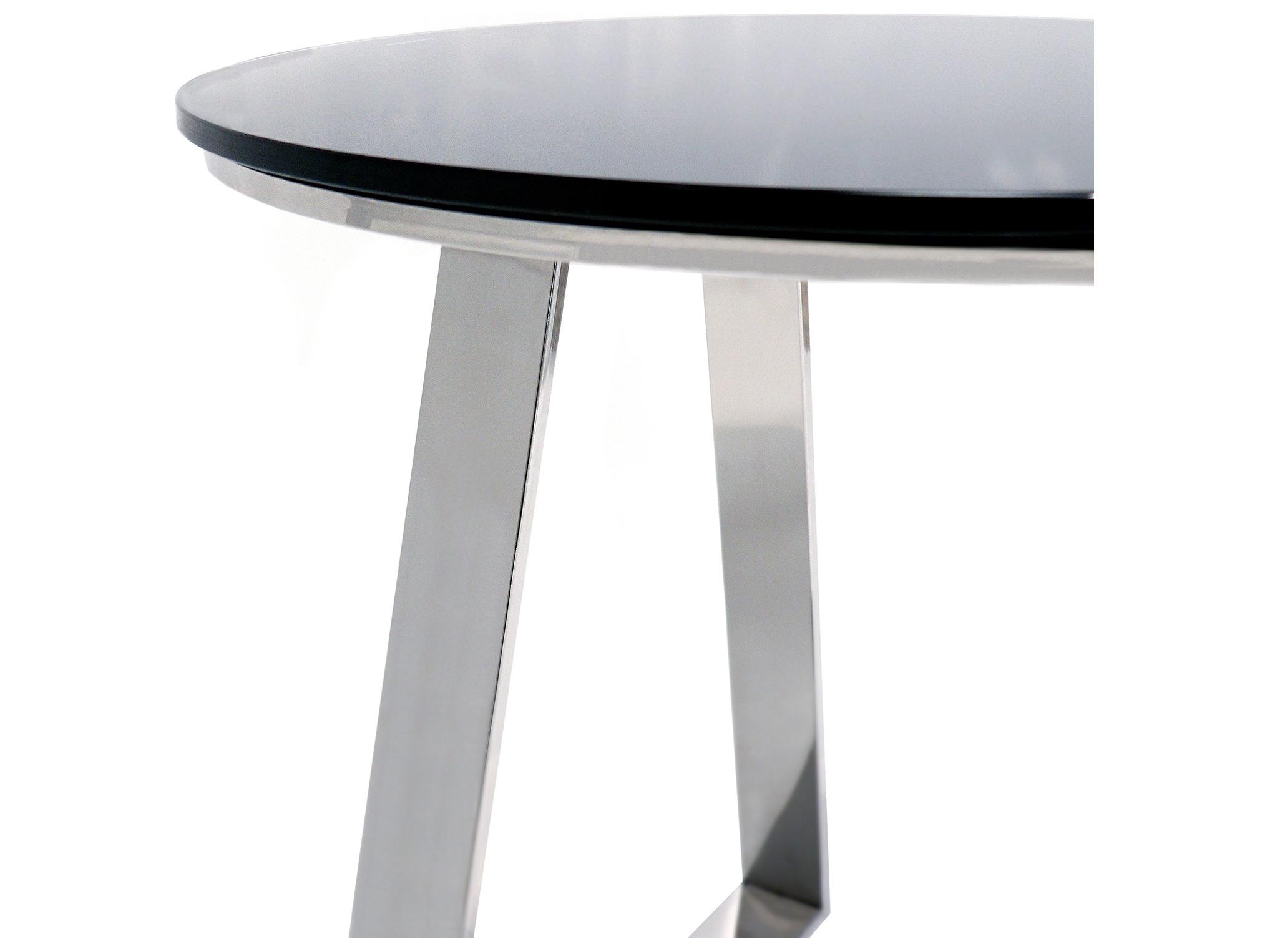 Pasargad Home Luxe Round Glass Black Chrome End Table