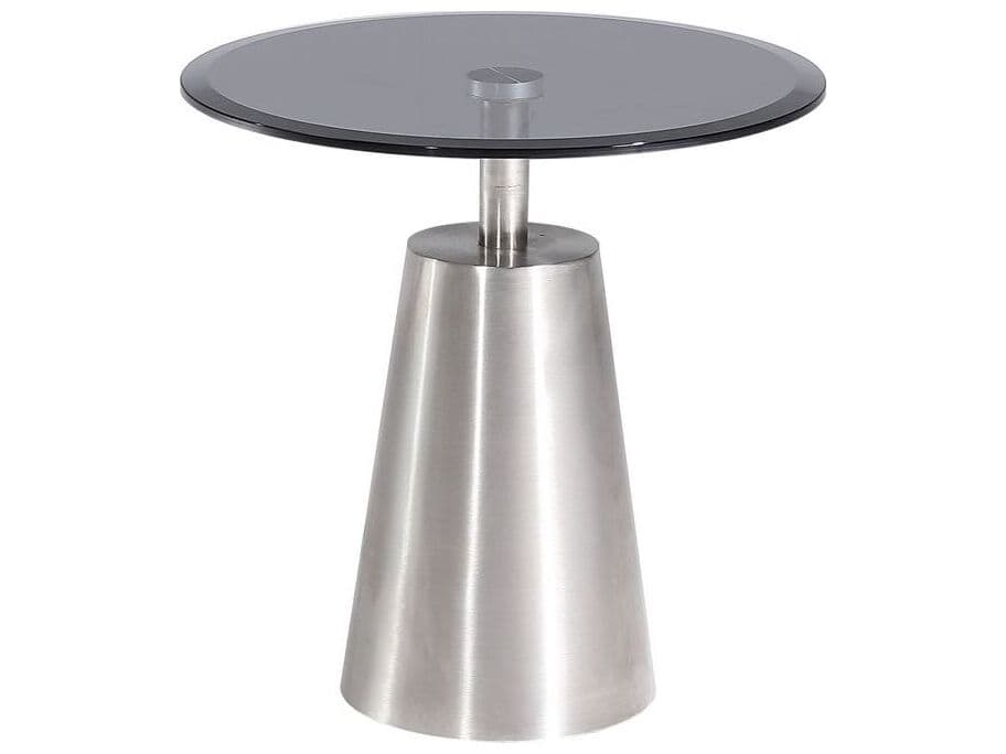 Pasargad Home Luxe Round Glass Black Chrome End Table