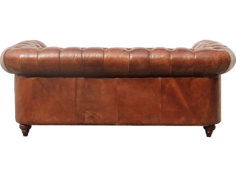 Pasargad Home Paris Club Chester Bay Brown Leather Loveseat