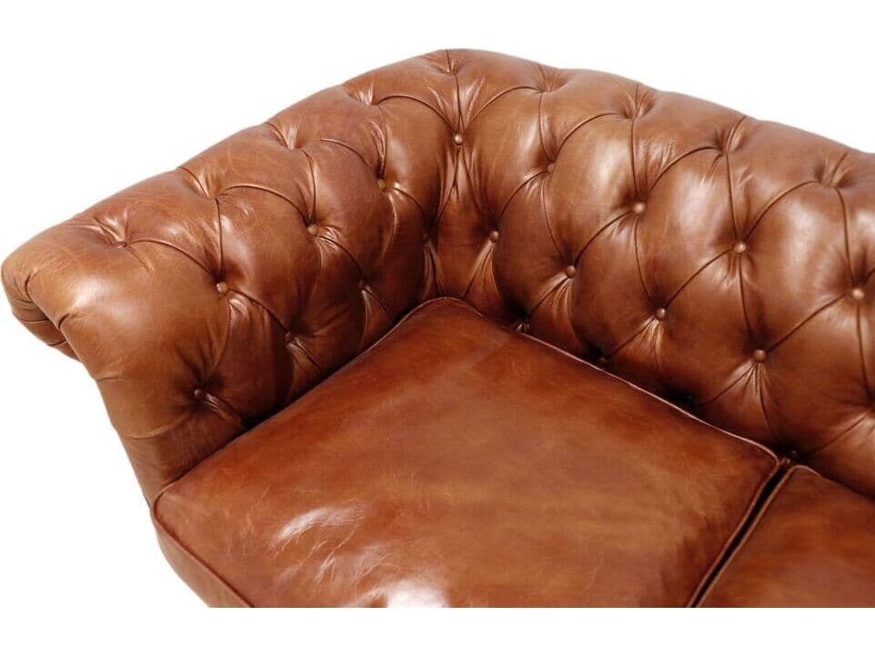 Pasargad Home Paris Club Chester Bay Brown Leather Loveseat