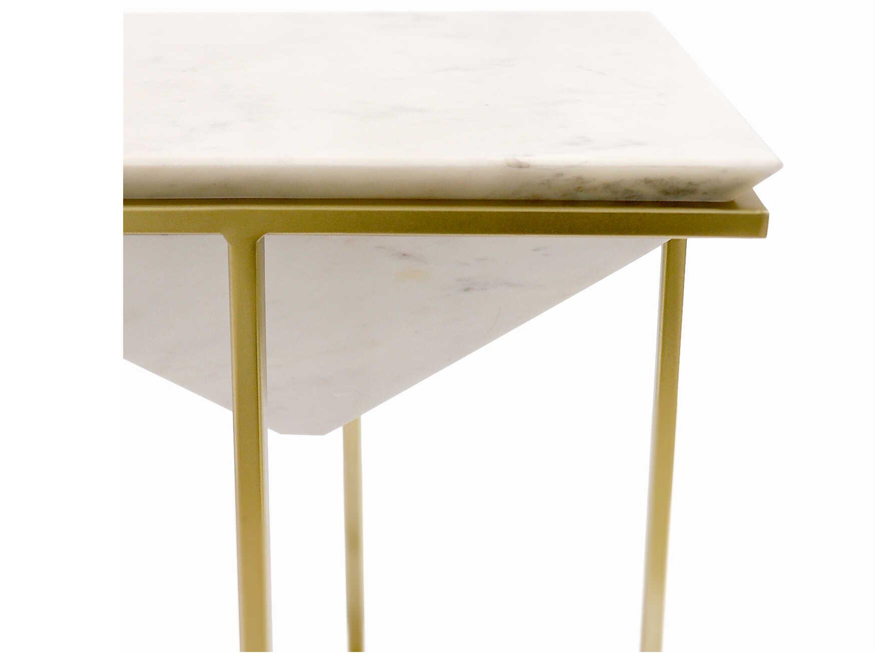 Pasargad Home Beacon Perama Square Marble White Gold End Table