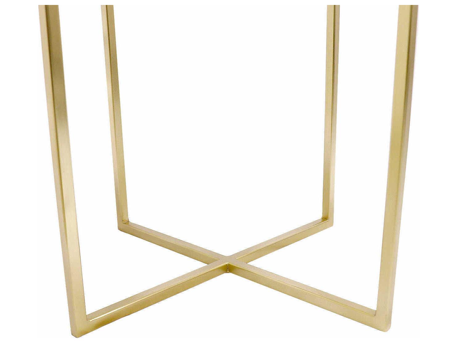 Pasargad Home Beacon Perama Square Marble White Gold End Table