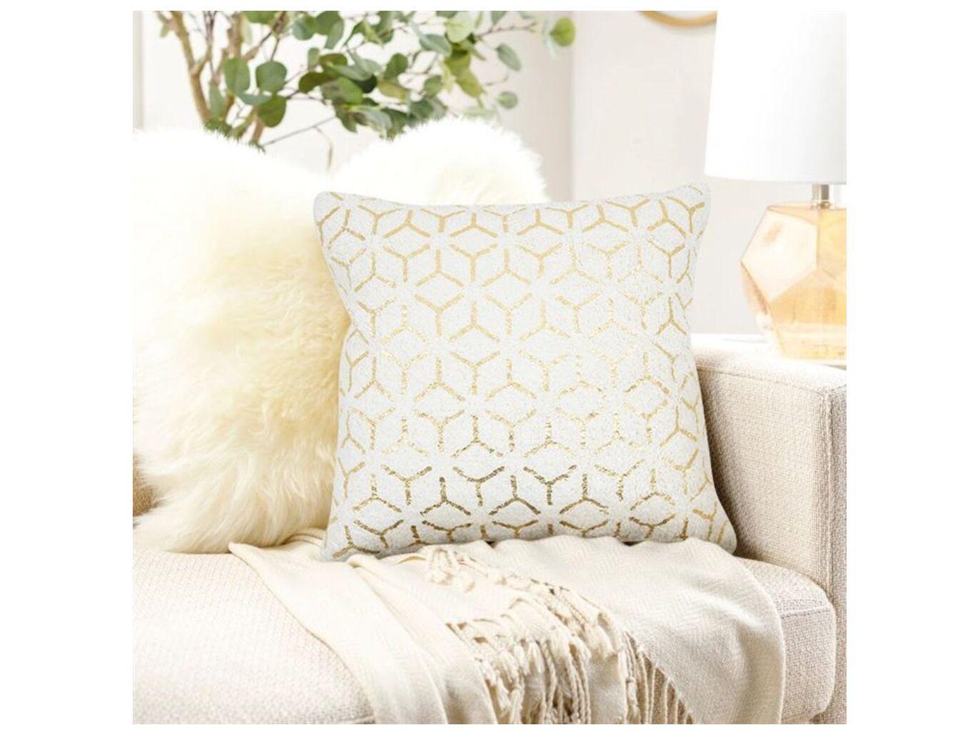 Pasargad Home Grand Canyon Geometric Gold Foil Cotton Pillow