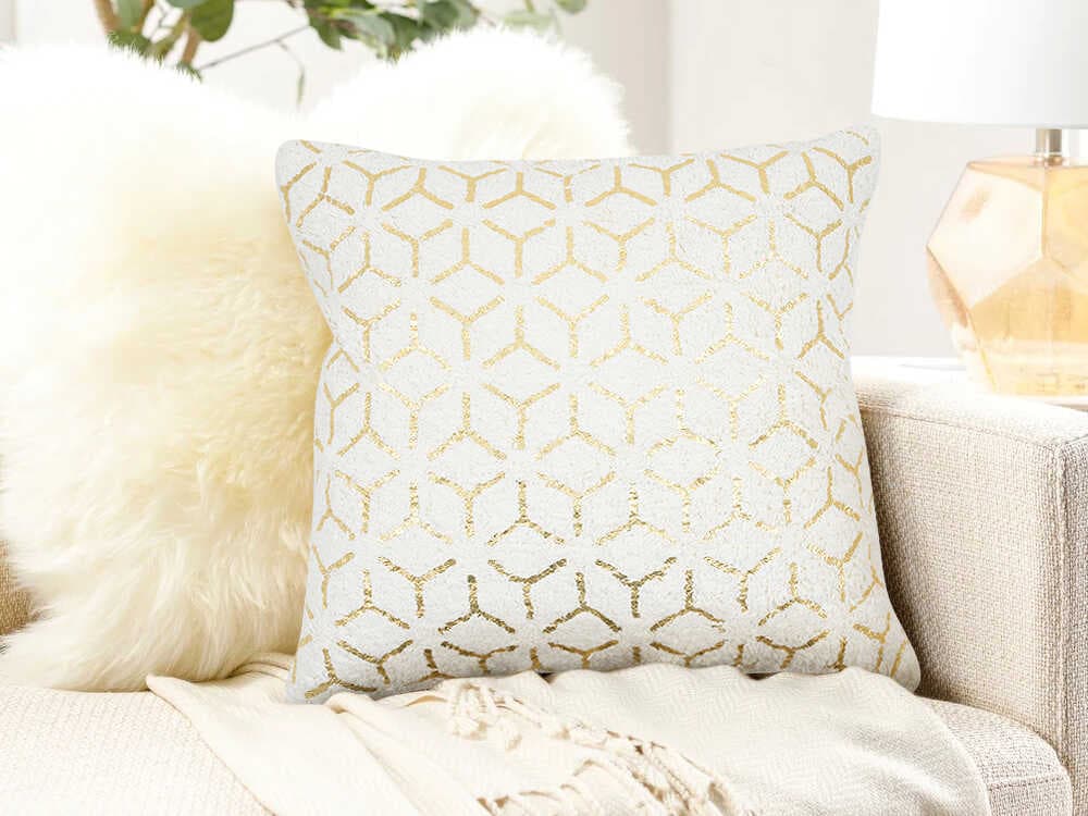 Pasargad Home Grand Canyon Geometric Gold Foil Cotton Pillow