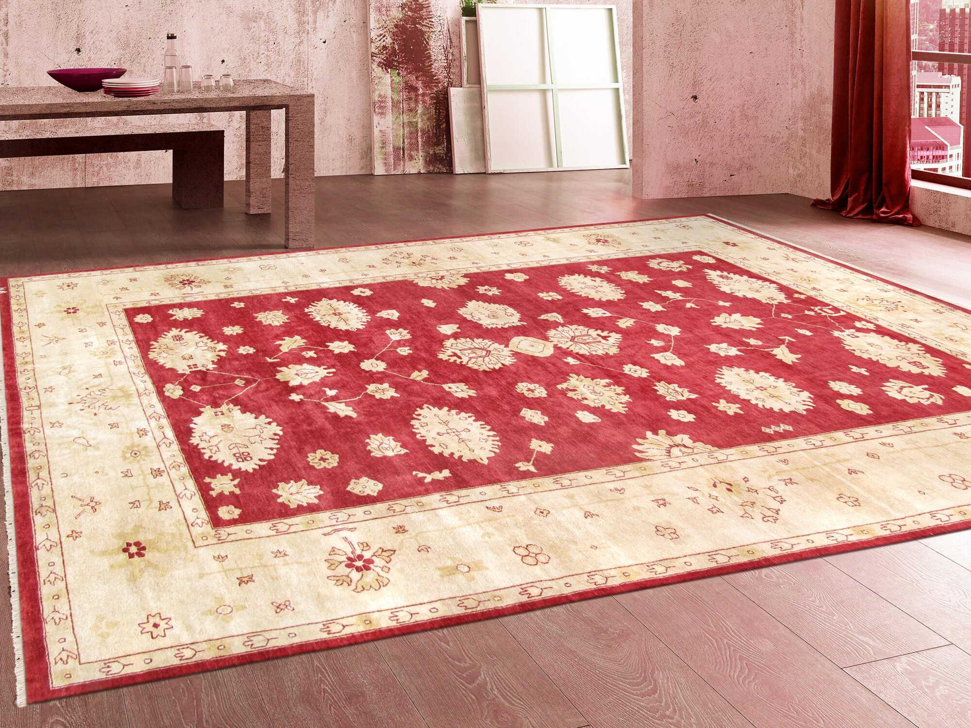 Pasargad Home Oushak Bordered Area Rug