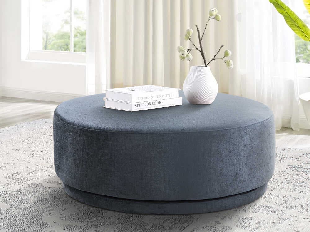 Pasargad Home Noho Cielo Blue Upholstered Ottoman