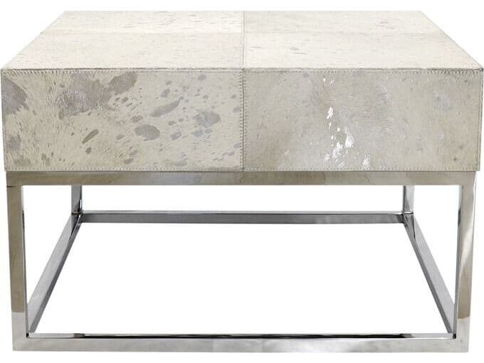 Pasargad Home Safari Square Leather Silver Coffee Table