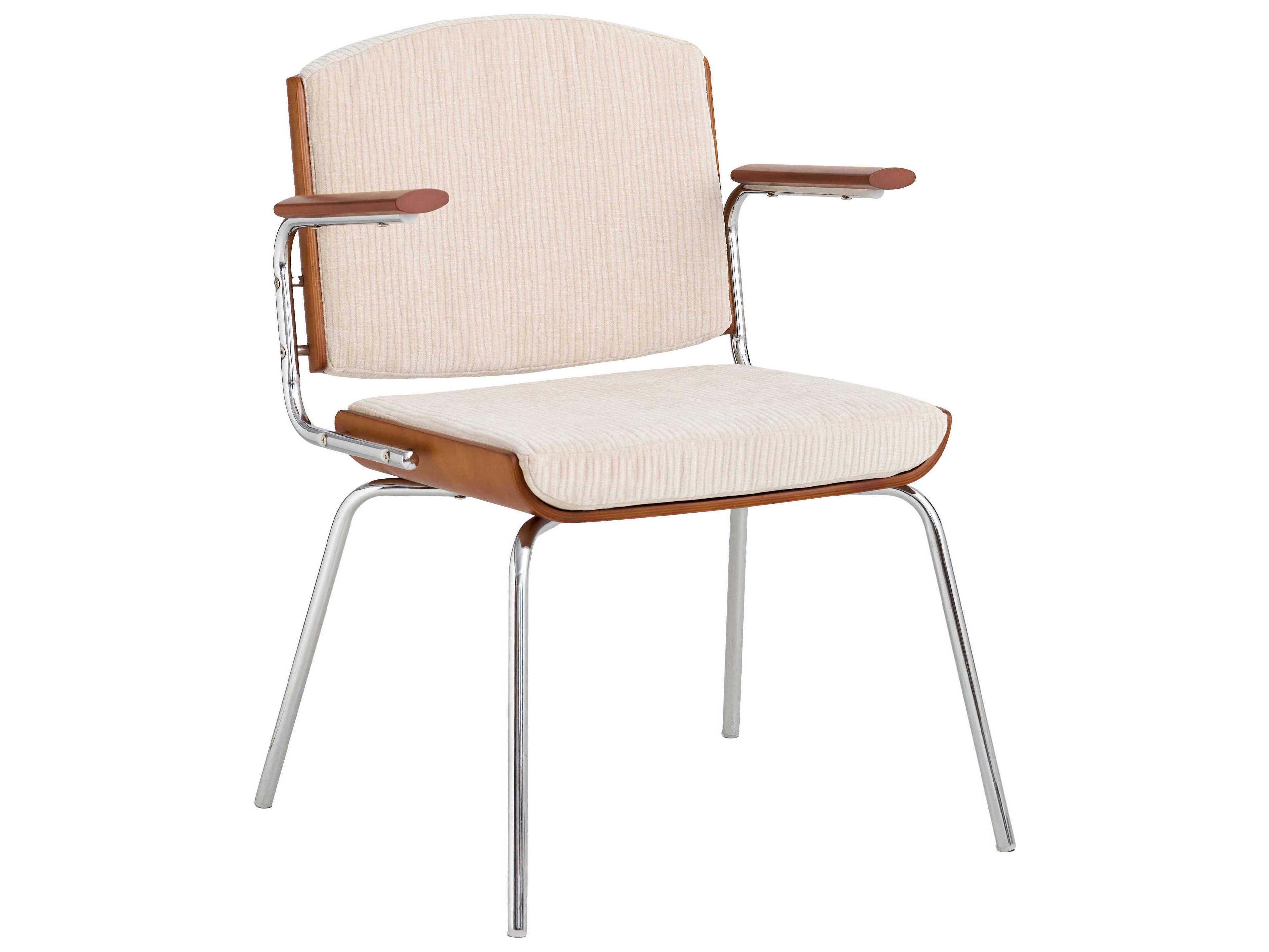 Pasargad Home Osaka Nara Plywood Beige Upholstered Arm Dining Chair